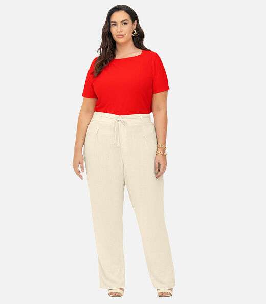 Calça Feminina Reta Secret Glam Bege