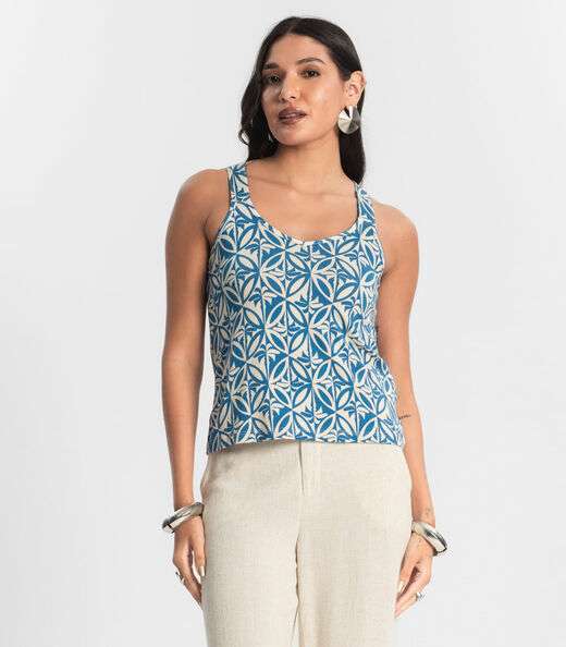 Image_Regata Nadador Estampada Feminina Azul