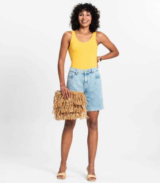 Regata Feminina Básica em Viscotorcion Rovitex Amarelo