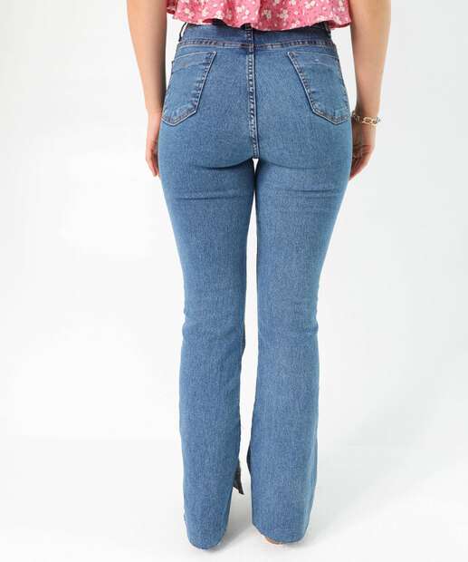 Calça Jeans Flare Feminina Fenda