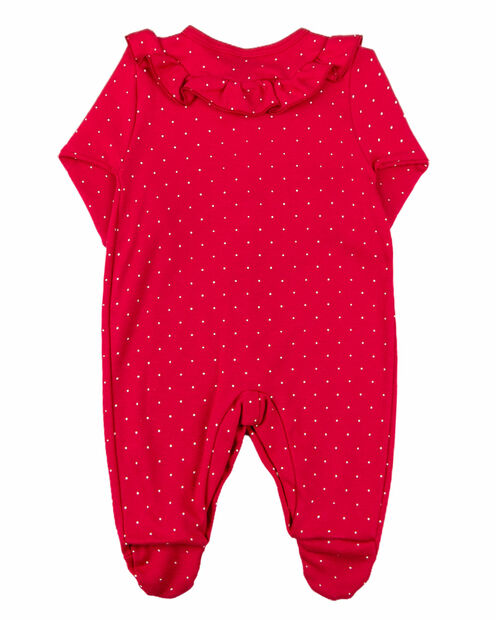 Macacão Suedine Estampado Bolinhas AZ - Vermelho