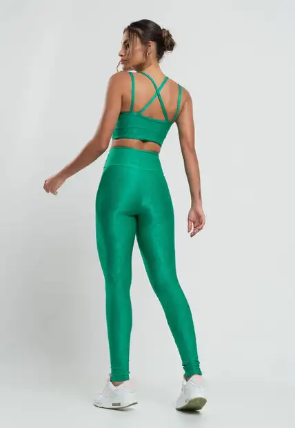 Top Suplex Canelado Brilho Decote e Tiras Verde Salvatore Fashion