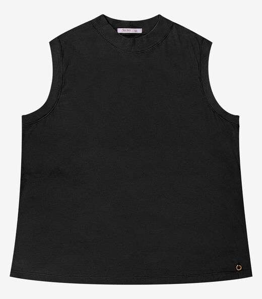 Image_Regata em Ribana Feminina Plus Size Secret Glam Preto