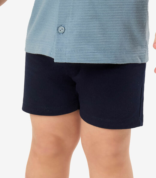 Conjunto Camisa Com Bermuda Infantil Rovi Kids Azul