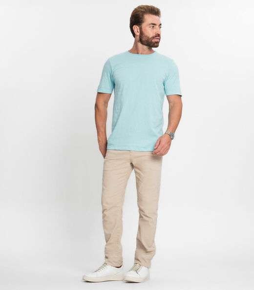 Camiseta Masculina Meia Malha Maquinetada Diametro Azul