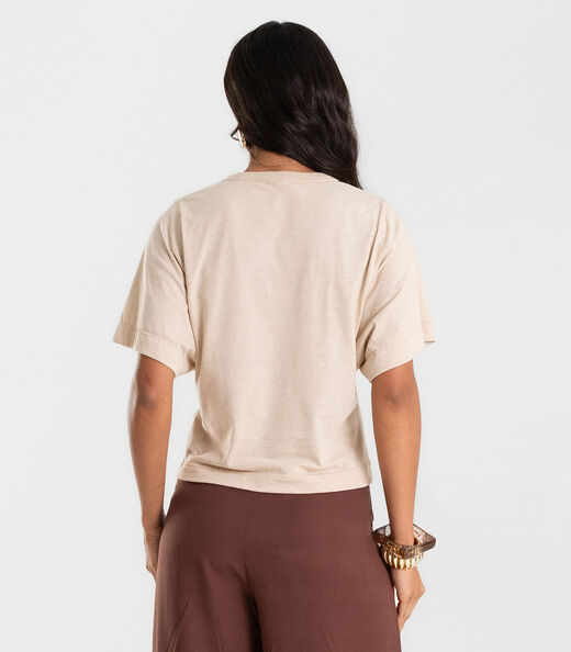 Blusa Feminina Meia Malha Linho Rovitex Marrom