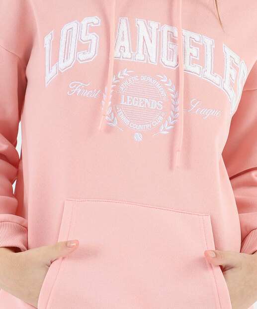 Blusão Juvenil Moletom Oversized Marisa Tam 10 a 16 Rosa