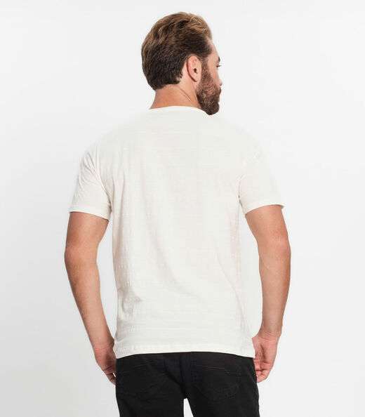 Camiseta Masculina Meia Malha Maquinetada Diametro Bege