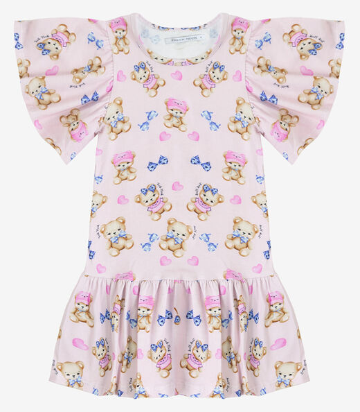 Vestido Infantil em Cotton Leve Trick Nick Rosa