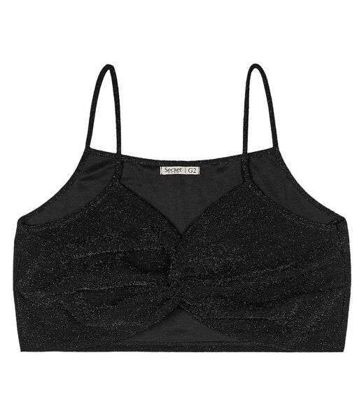 Blusa Cropped Feminina Plus Size Secret Glam Preto