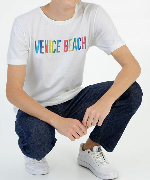 Camiseta Juvenil Manga Curta Estampa Frontal MR Tam 10 a 16