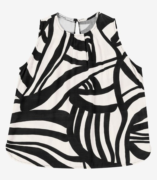 Regata Feminina Tecido Viscose Estampada Endless Preto