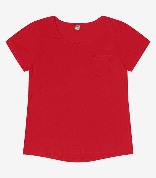 Blusa Feminina Viscotorcion Com Bolso Rovitex Vermelho