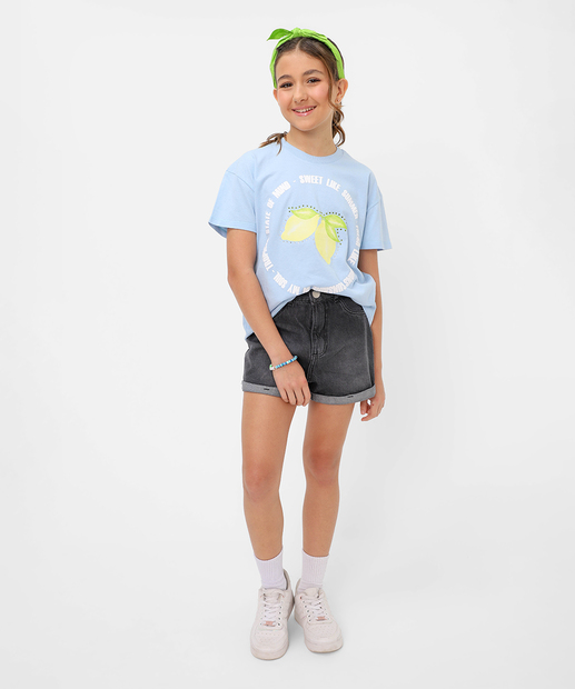 Camiseta Juvenil Estampa Limão Marisa Tam 10 a 16 Azul