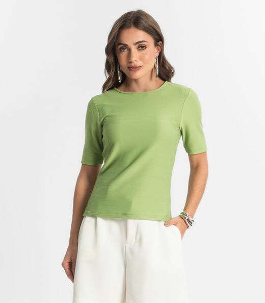 Image_Blusa Feminina Manga Curta em Poly Endless Verde