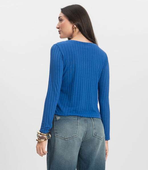 Blusa Manga Longa Infinita Cor Azul