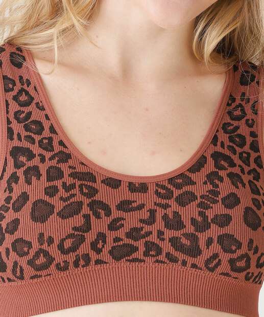 Kit 2 Sutiãs Top Com Bojo Canelado Animal Print Marisa