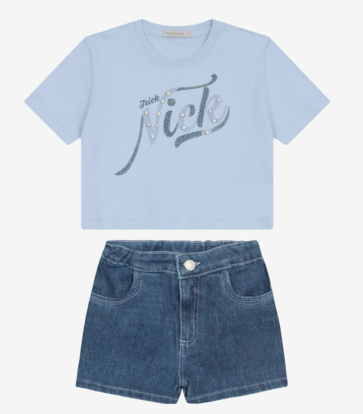 Conjunto Infantil Blusa com Shorts Trick Nick Azul