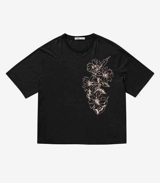 Blusa Feminina Manga Curta Secret Glam Preto