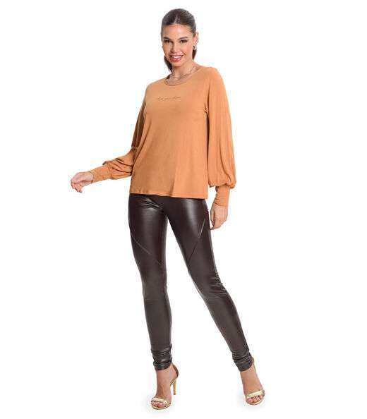 Blusa Manga Longa Feminina Rovitex. Marrom