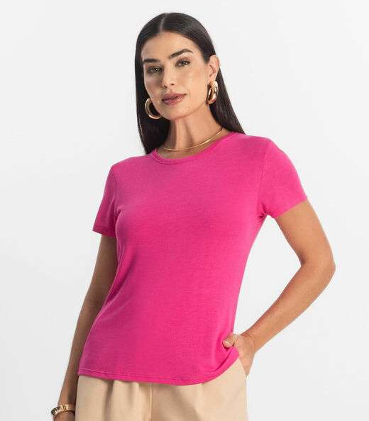 Blusa Feminina Básica Visco Tricot Rovitex Rosa