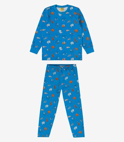 Pijama meia malha Rovi Kids Azul