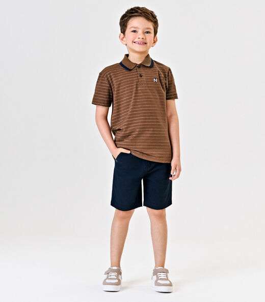 Conjunto Polo Com Bermuda Masculino Trick Nick Marrom