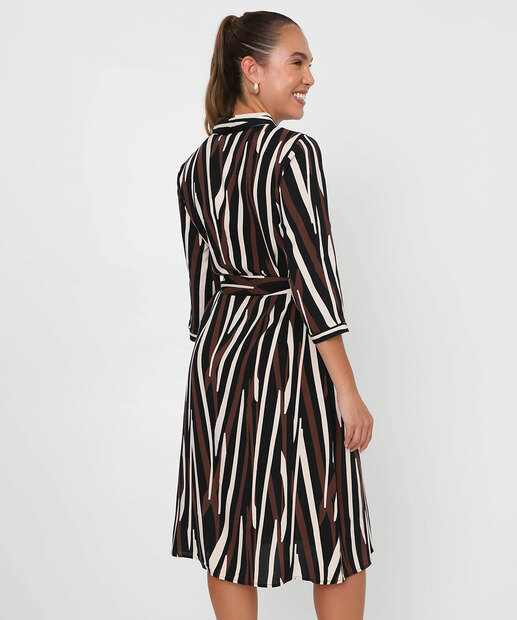Vestido Feminino Chemise Estampado Marisa Marrom