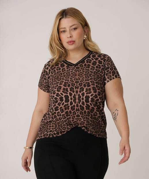  Blusa Plus Size Feminina Viscolycra Animal Print Marisa