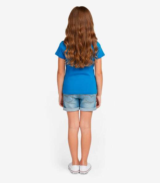 Blusa Infantil Manga Curta Básica Soletex Azul