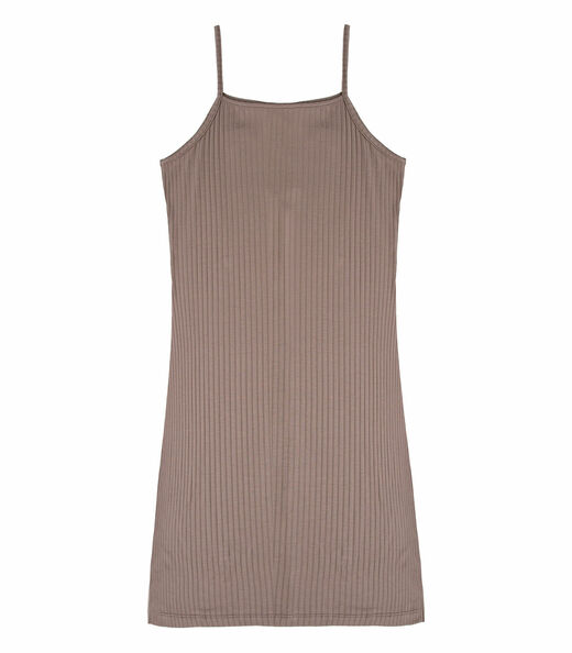 Vestido Canelado De Alça Select Marrom