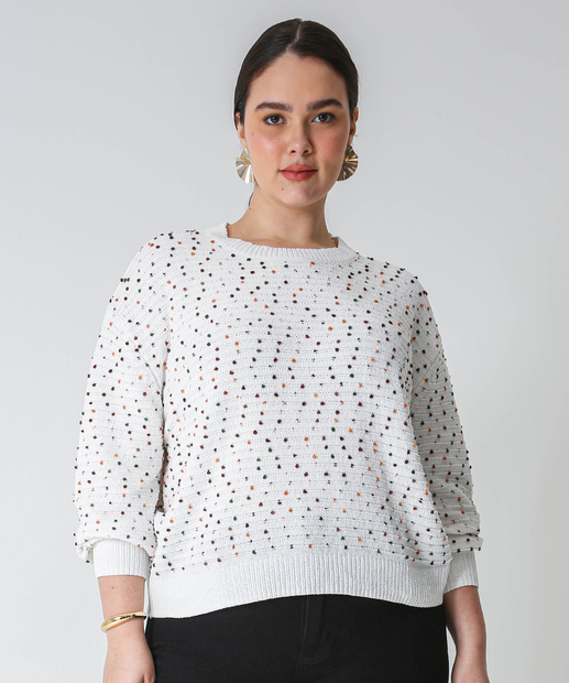 Image_Suéter Plus Size Feminino Tricô Poá Marisa Off White