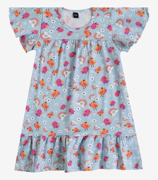 Vestido Infantil Com Manga Godê Select Azul