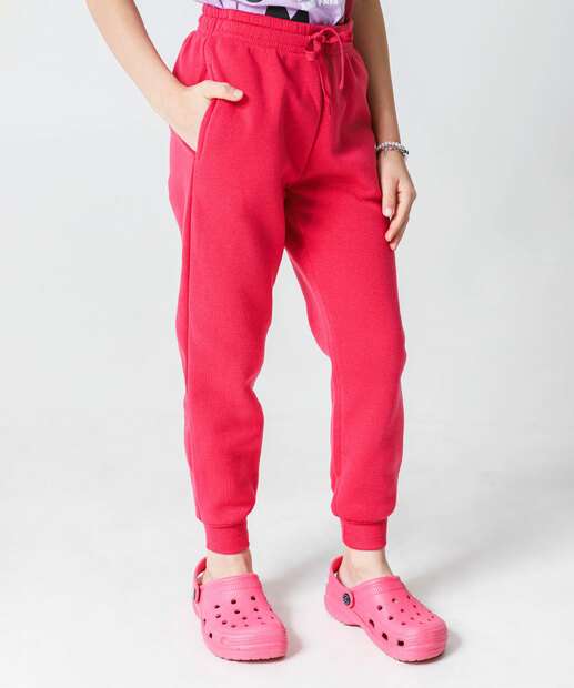 Calça Infantil Moletom Básica Marisa Tam 4 a 10 Rosa