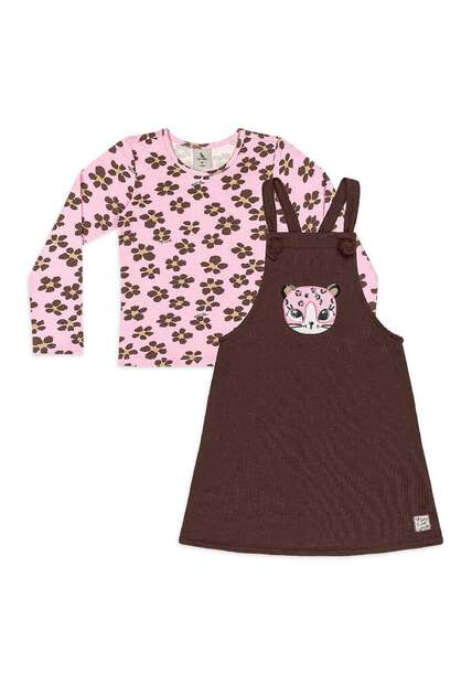 Conjunto Blusa Floral e Salopete Quimby
