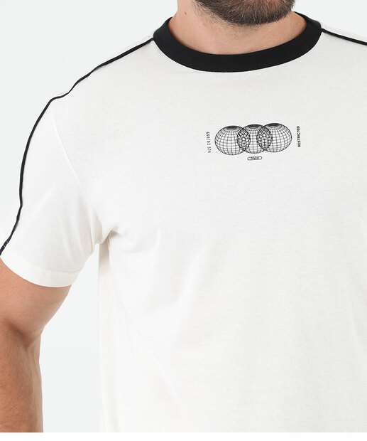 Camiseta Masculina Estampada Friso Manga Curta MR Off White