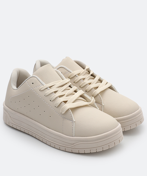Tênis Feminino Casual Recorte Marisa Off White 