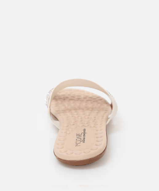Rasteirinha Feminina Strass Modare Off White