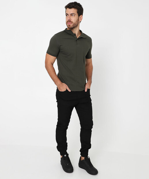 Polo Masculina Botões Manga Curta MR Verde