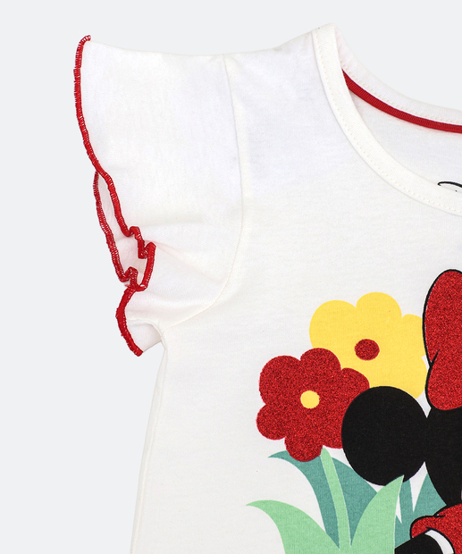 Blusa Infantil Minnie Disney Tam 1 a 3 Off White