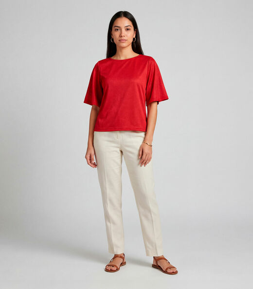 Blusa Feminina Manga Gôde Ampla Infinita Cor Vermelho