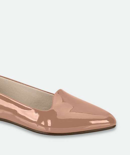 Sapatilha Feminina Bico Fino Verniz Beira Rio Bege