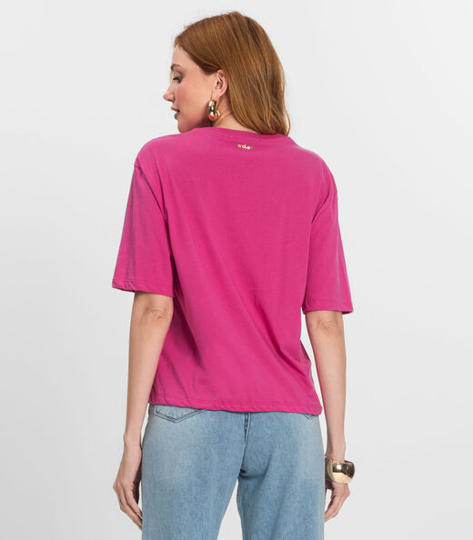 Camiseta Feminino Manga Curta Meia Malha Endless Rosa