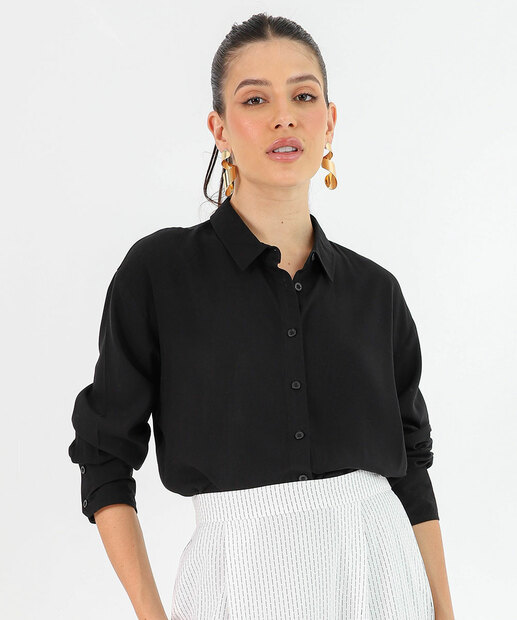 Image_Camisa Feminina Lisa Manga Longa Marisa Preto