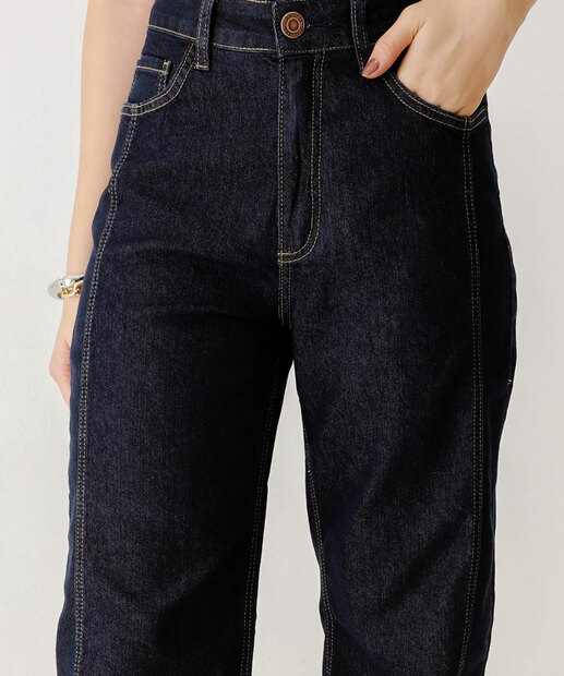 Calça Jeans Wide Leg Amaciada Feminina Marisa Azul 