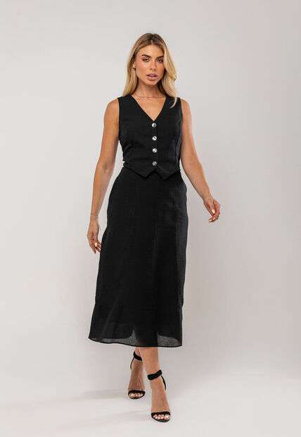 Image_Conjunto Com Colete e Saia Midi Preto Salvatore