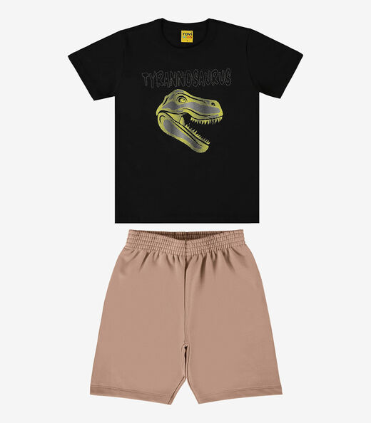 Conjunto Infantil Camiseta Com Bermuda Rovi Kids Preto