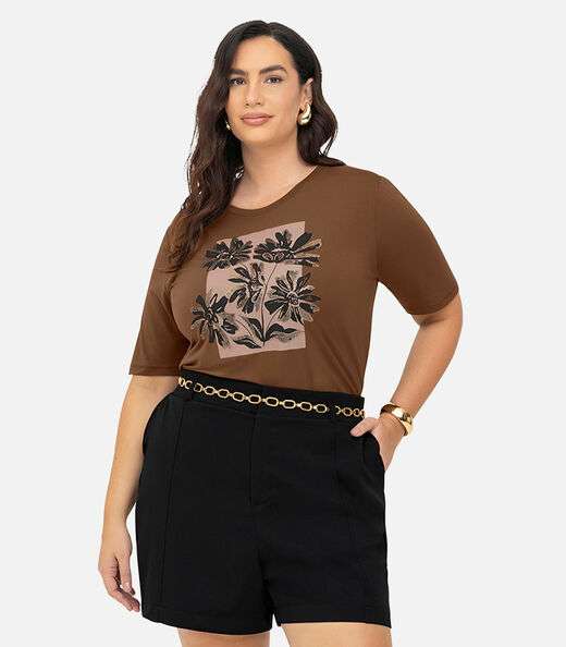 Image_Camiseta Feminina Manga Curta Secret Glam Marrom