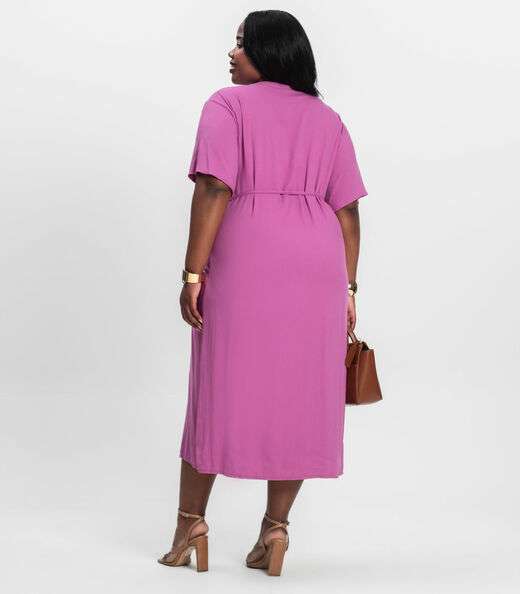 Vestido Chemise Longo Plus Size Secret Glam Rosa