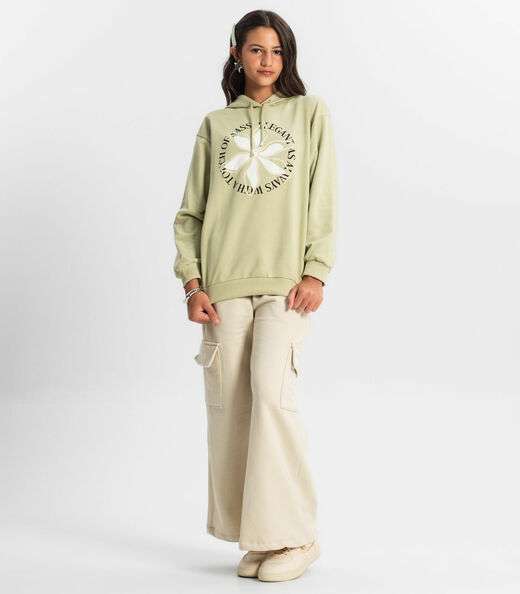 Moletom Juvenil Feminino Com Capuz Minty Verde
